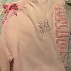 Pink x Loveshackfancy wide leg sweat pants
Medium long